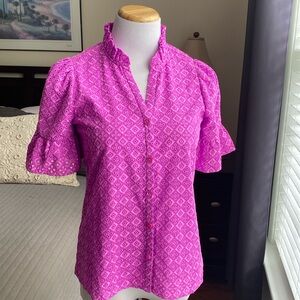 Lily Pultizer Calynn Eyelet Button Down BlousePuff